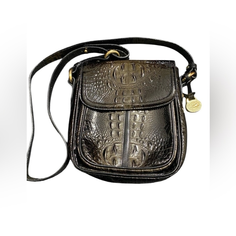 Vintage Brahmin Croc Embossed Leather Crossbody